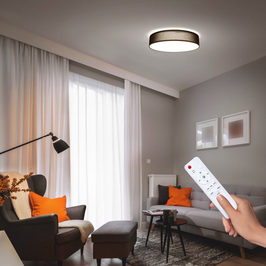 LED Aptumšojama griestu lampa PENLEY LED/48W/230V 3000-6500K d. 40 cm melna + tālvadības pults