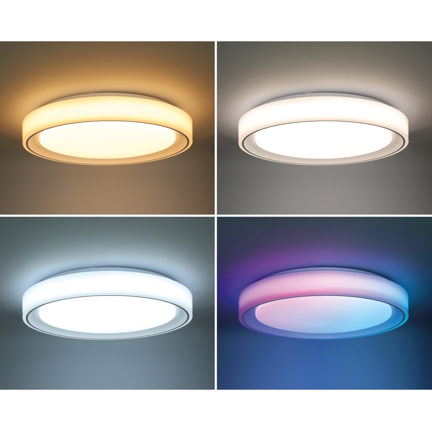 LED RGB Aptumšojama griestu lampa FLOCO LED/30W/230V 3000-6500K + RGB/6W d. 40cm + tālvadības pults
