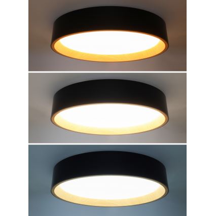 LED Aptumšojama griestu lampa LARIOS LED/48W/230V 3000-6500K d. 39 cm melna + tālvadības pults