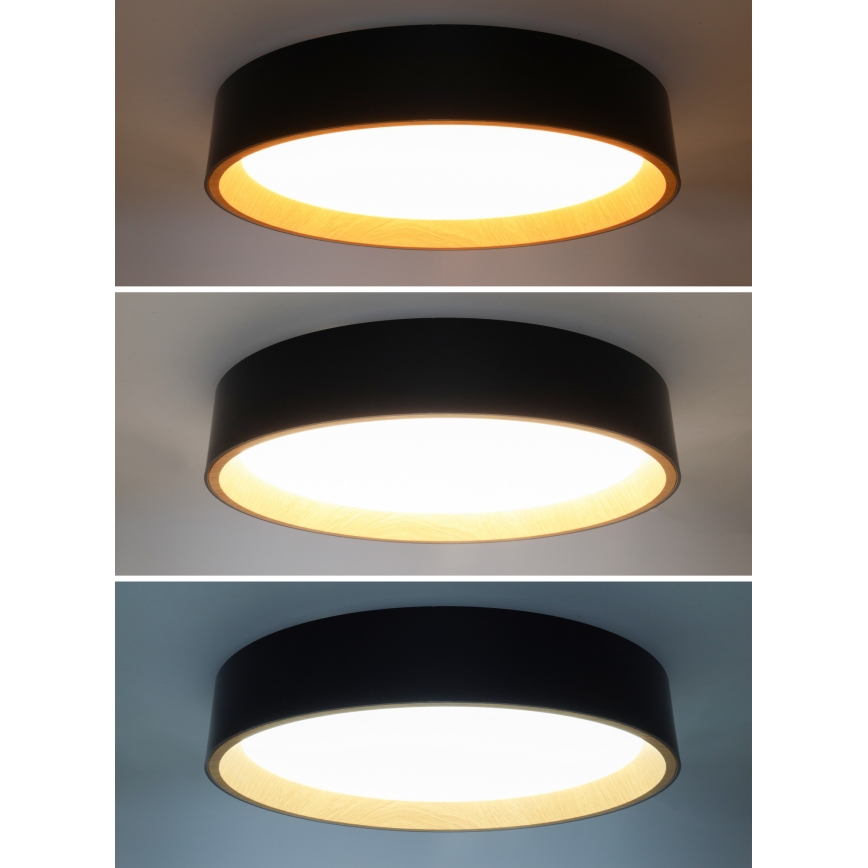 LED Aptumšojama griestu lampa LARIOS LED/48W/230V 3000-6500K d. 39 cm melna + tālvadības pults