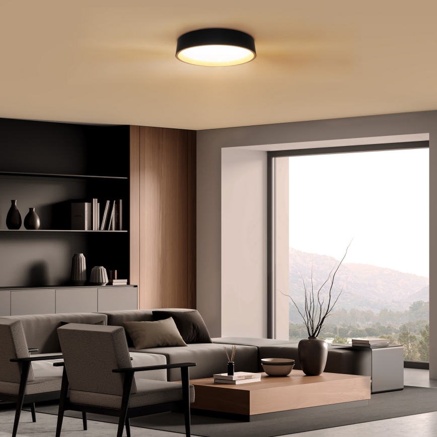 LED Aptumšojama griestu lampa LARIOS LED/48W/230V 3000-6500K d. 39 cm melna + tālvadības pults