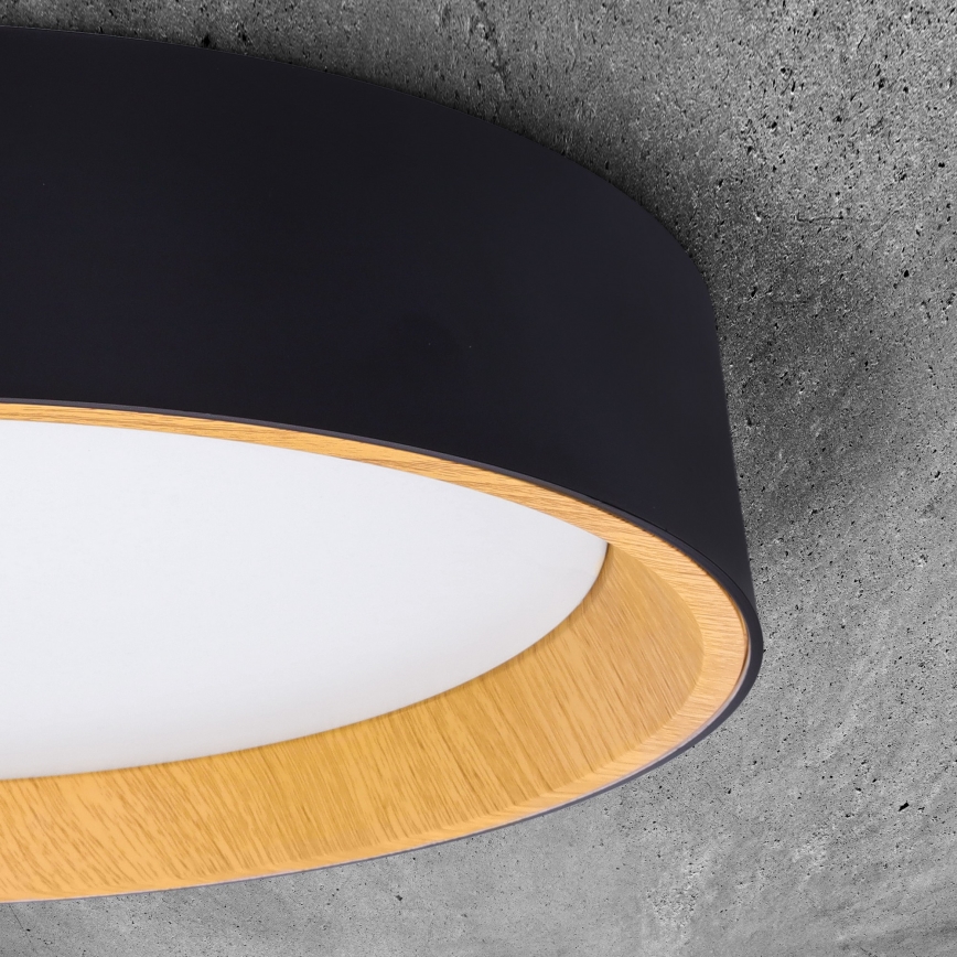LED Aptumšojama griestu lampa LARIOS LED/48W/230V 3000-6500K d. 39 cm melna + tālvadības pults