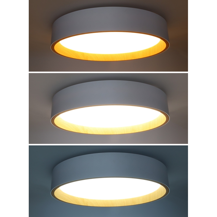 LED Aptumšojama griestu lampa LARIOS LED/48W/230V 3000-6500K d. 39 cm balta + tālvadības pults