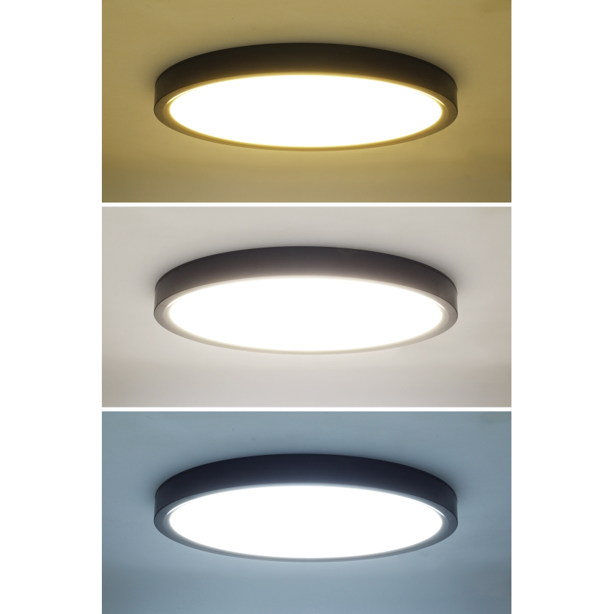 LED Aptumšojama griestu lampa ESTELA LED/36W/230V d. 30 cm melna + tālvadības pults