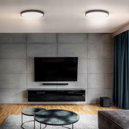 LED Aptumšojama griestu lampa ESTELA LED/36W/230V d. 30 cm melna + tālvadības pults