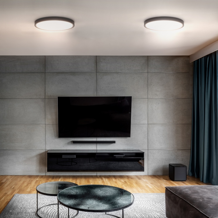 LED Aptumšojama griestu lampa ESTELA LED/36W/230V d. 30 cm melna + tālvadības pults