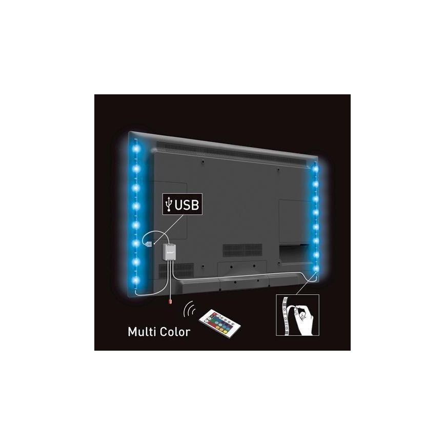 Soligth WM504 - KOMPLEKTS 2x LED RGB Josla priekš TV ar tālvadības pulti IP65 LED/USB 50cm