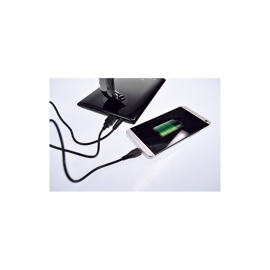 LED aptumšojama galda lampa USB savienojums LED/12W/230V melna