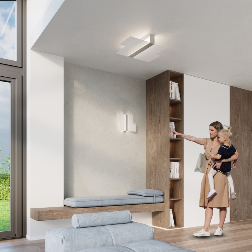 Griestu lampa MASSIMO 2xE27/60W/230V balta/spīdīgi hromēts