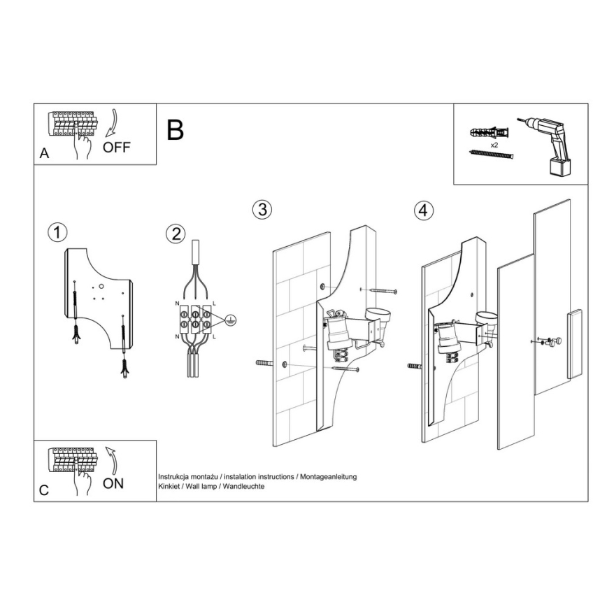 Sienas lampa FABIANO 2xE27/60W/230V balta/spīdīgi hromēts