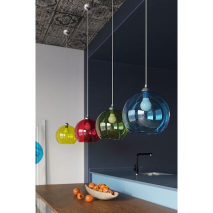 Pakaramā lampa uz vada BALL 1xE27/15W/230V Ø 30 cm caurspīdīgs stikls/spīdīgs hroms