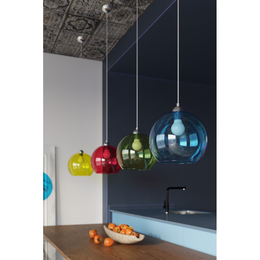 Pakaramā lampa uz vada BALL 1xE27/15W/230V Ø 30 cm caurspīdīgs stikls/spīdīgs hroms