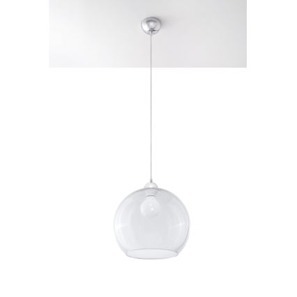 Pakaramā lampa uz vada BALL 1xE27/15W/230V Ø 30 cm caurspīdīgs stikls/spīdīgs hroms