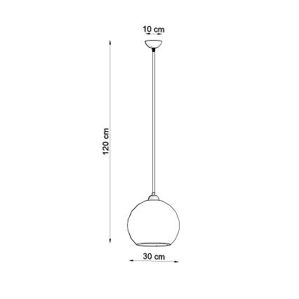 Pakaramā lampa uz vada BALL 1xE27/15W/230V Ø 30 cm caurspīdīgs stikls/spīdīgs hroms