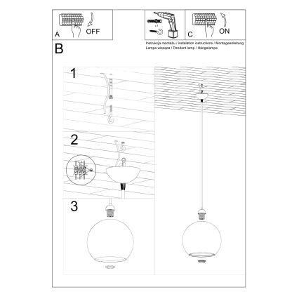Pakaramā lampa uz vada BALL 1xE27/15W/230V Ø 30 cm caurspīdīgs stikls/spīdīgs hroms