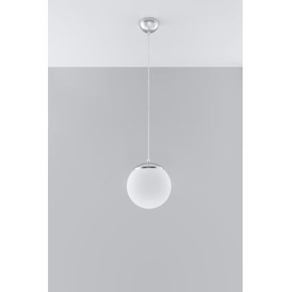 Pakaramā lampa UGO ar vadu 1xE27/15W/230V Ø20 cm balta/spīdīgs hroms