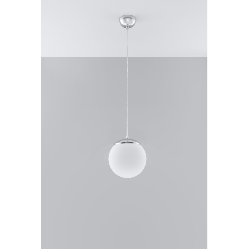 Pakaramā lampa UGO ar vadu 1xE27/15W/230V Ø20 cm balta/spīdīgs hroms