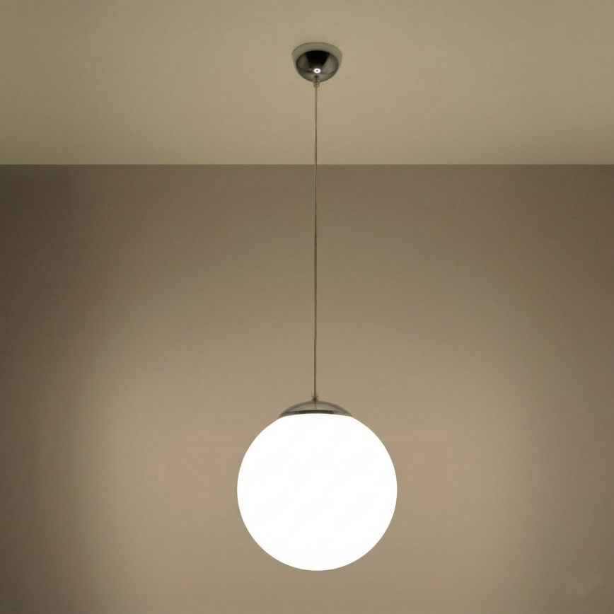 Karājamā lampa ar kabeli UGO 1xE27/15W/230V Ø 30 cm balta/spīdīgs hroms