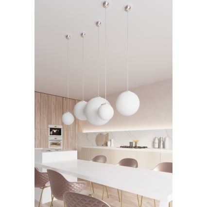 Karājamā lampa ar kabeli UGO 1xE27/15W/230V Ø 30 cm balta/spīdīgs hroms