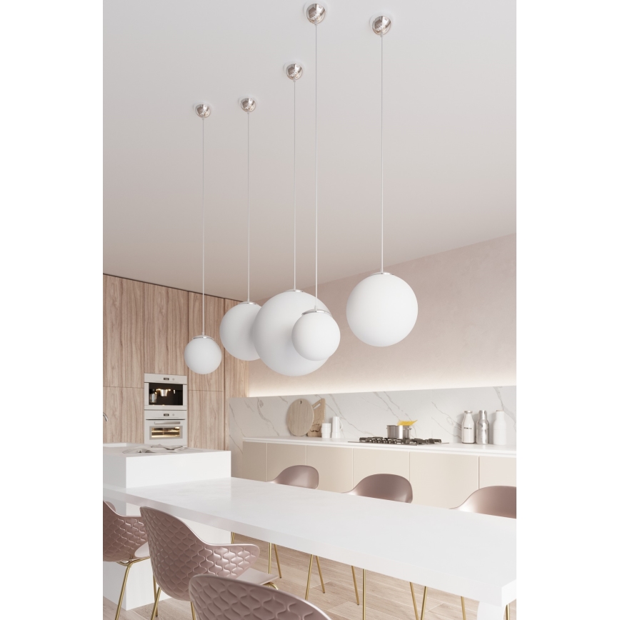 Karājamā lampa ar kabeli UGO 1xE27/15W/230V Ø 30 cm balta/spīdīgs hroms