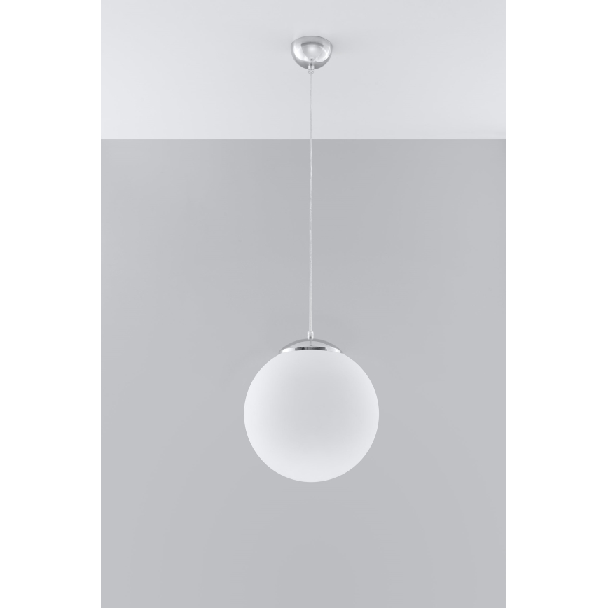 Karājamā lampa ar kabeli UGO 1xE27/15W/230V Ø 30 cm balta/spīdīgs hroms
