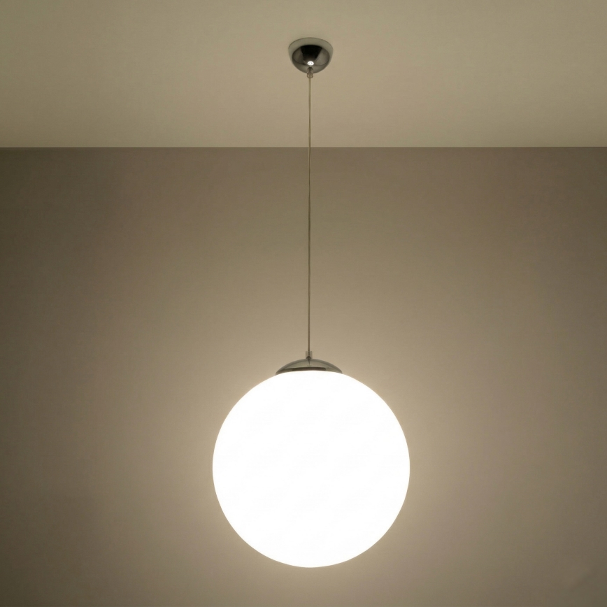 Pakaramā lampa UGO uz auklas 1xE27/15W/230V Ø 40 cm balta/spīdīgs hroms