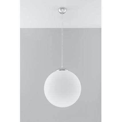 Pakaramā lampa UGO uz auklas 1xE27/15W/230V Ø 40 cm balta/spīdīgs hroms
