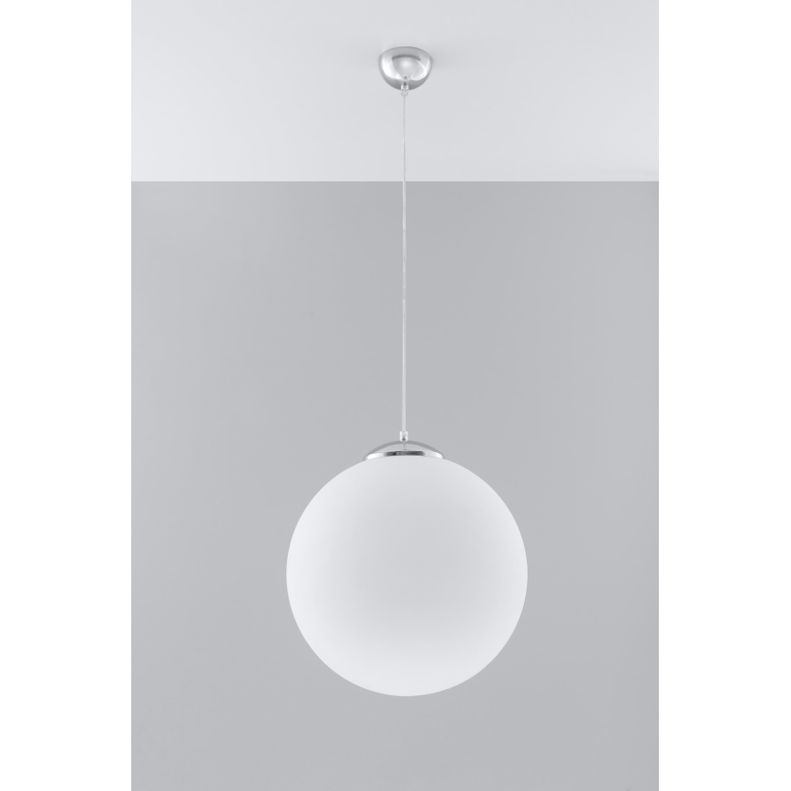 Pakaramā lampa UGO uz auklas 1xE27/15W/230V Ø 40 cm balta/spīdīgs hroms