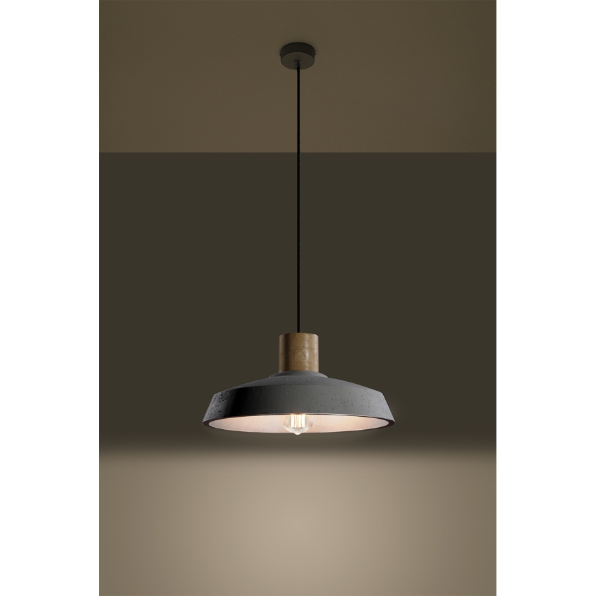 Lustra ar auklu AFRA 1xE27/60W/230V pelēka/dižskābardis