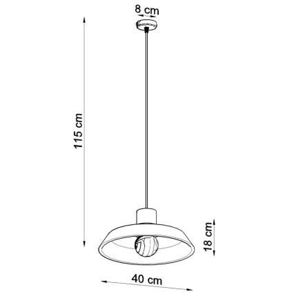 Lustra ar auklu AFRA 1xE27/60W/230V pelēka/dižskābardis