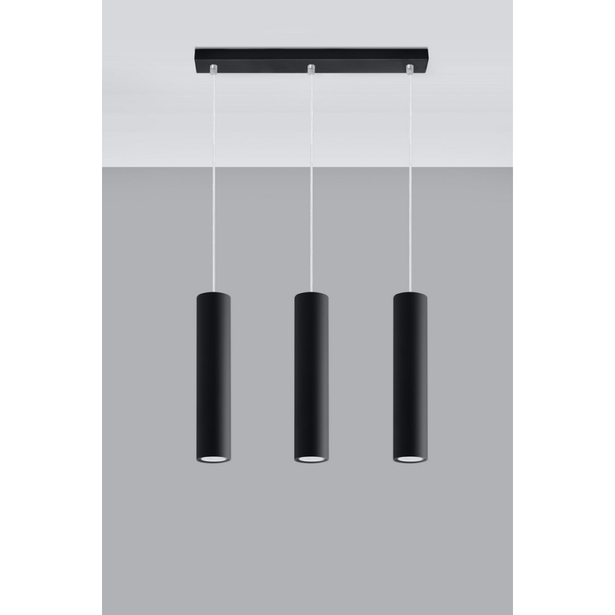 Lustra ar auklu LAGOS 3 3xGU10/10W/230V melna