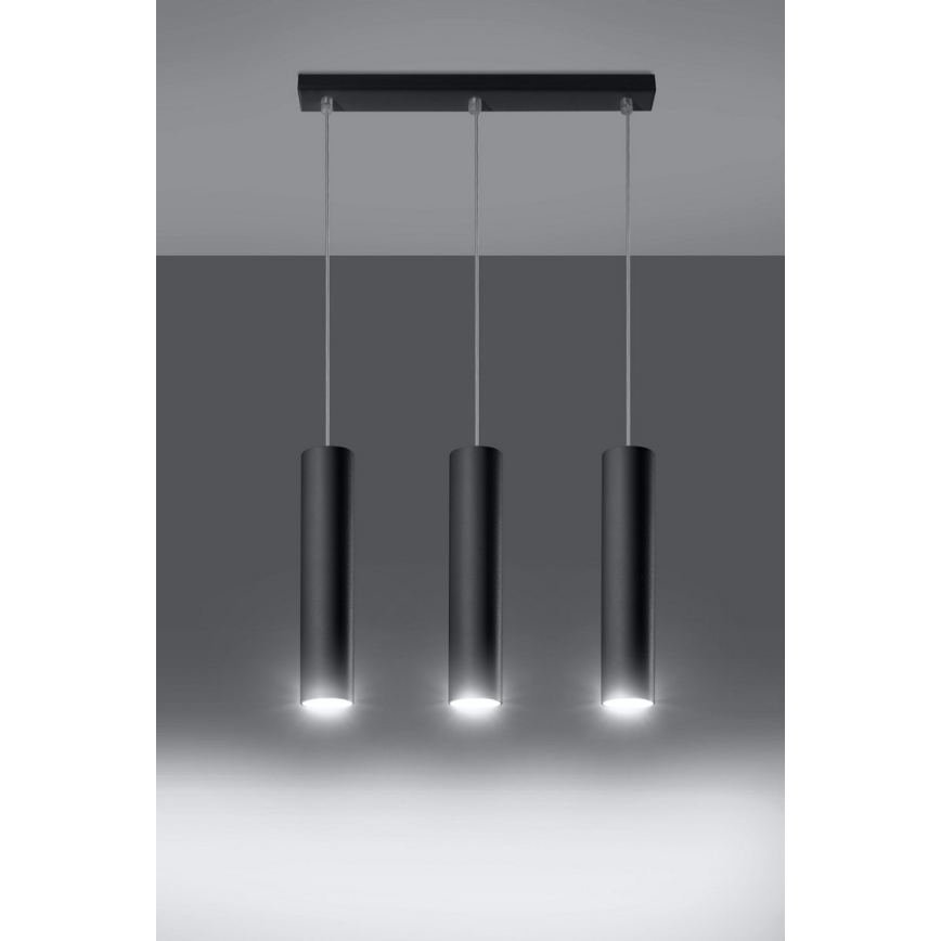 Lustra ar auklu LAGOS 3 3xGU10/10W/230V melna