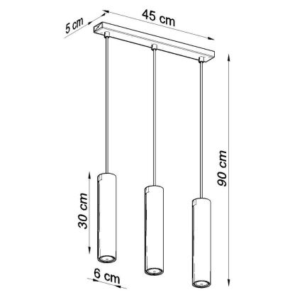 Lustra ar auklu LAGOS 3 3xGU10/10W/230V melna