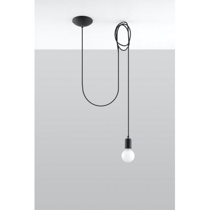Lustra ar auklu EDISON 1 1xE27/60W/230V zirneklis melna