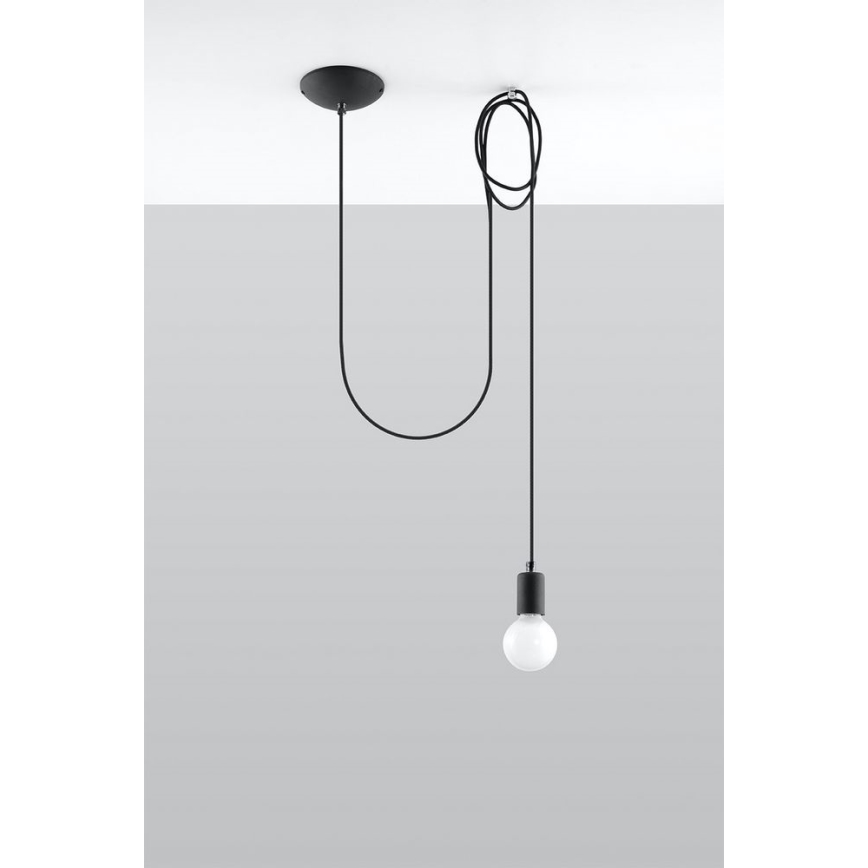 Lustra ar auklu EDISON 1 1xE27/60W/230V zirneklis melna