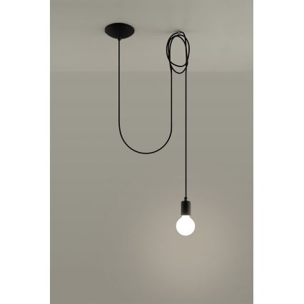 Lustra ar auklu EDISON 1 1xE27/60W/230V zirneklis melna