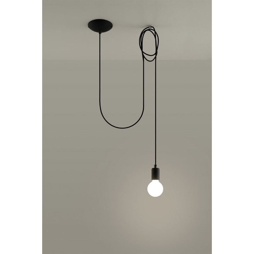 Lustra ar auklu EDISON 1 1xE27/60W/230V zirneklis melna