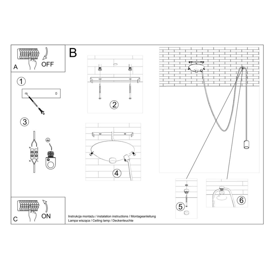 Lustra ar auklu EDISON 1 1xE27/60W/230V zirneklis melna