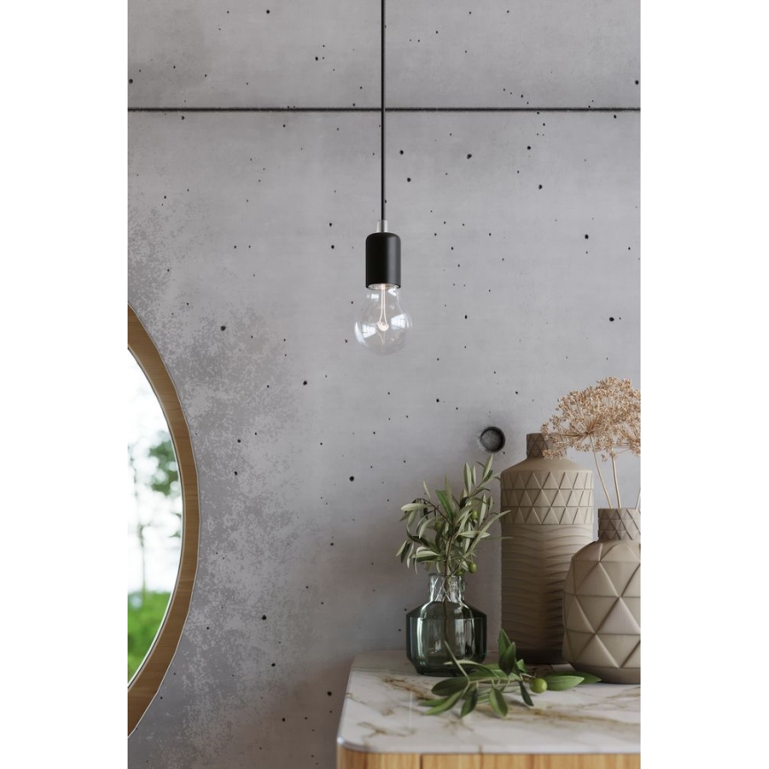 Lustra ar auklu EDISON 5 5xE27/60W/230V zirneklis melna
