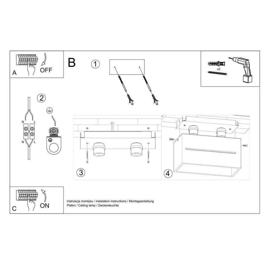 Griestu lampa LOBO 2xG9/40W/230V balta