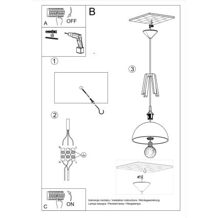 Lustra ar auklu CASCO 1xE27/60W/230V d. 30 cm Bērzs/dižskābardis