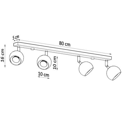 Griestu starmetis OCULARE 4xGU10/10W/230V