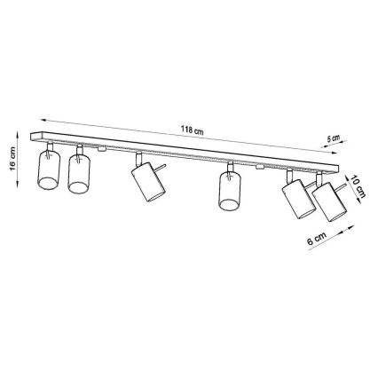 Griestu starmetis RING 6xGU10/10W/230V