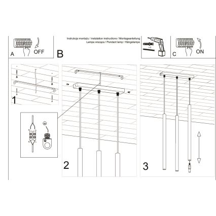 Lustra ar auklu PASTELO 3xG9/8W/230V balta