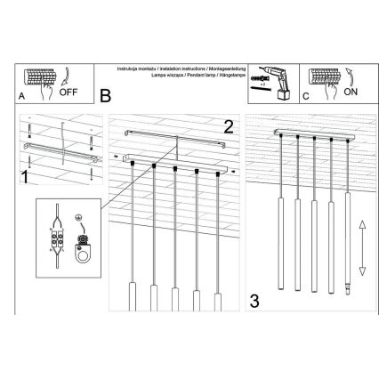 Lustra ar auklu PASTELO 5xG9/8W/230V balta