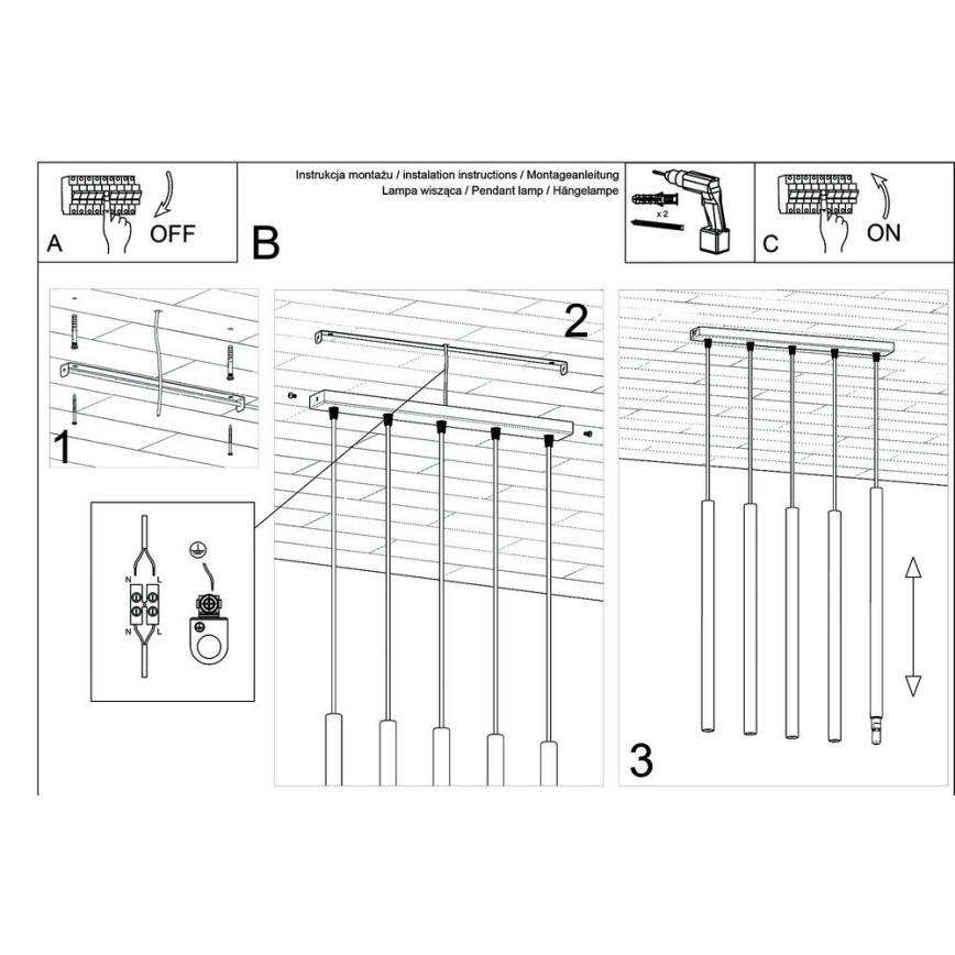 Lustra ar auklu PASTELO 5xG9/8W/230V balta