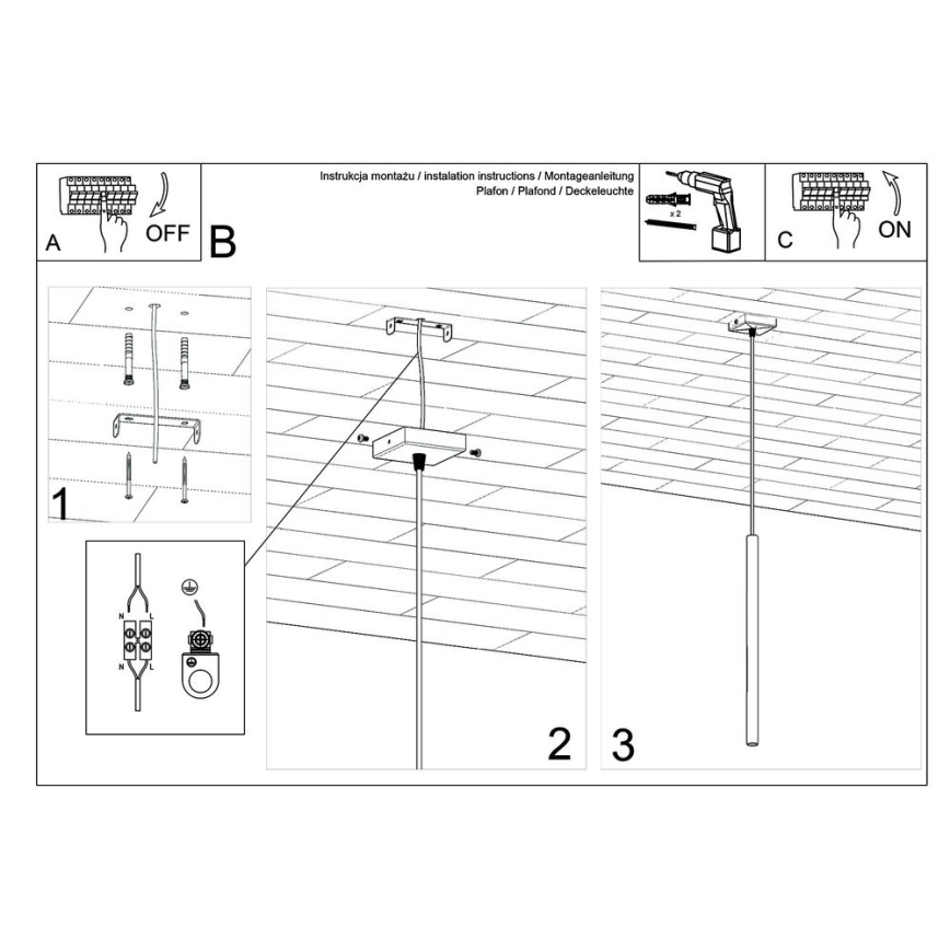 Lustra ar auklu PASTELO 1xG9/8W/230V melna