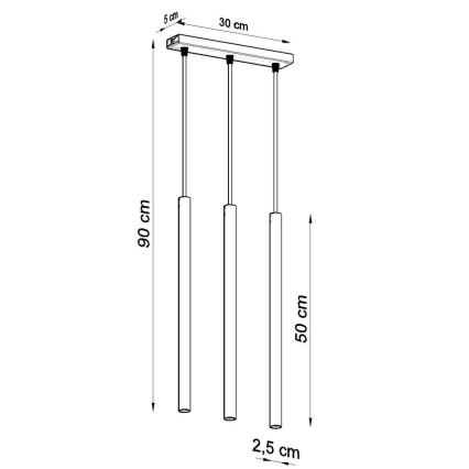 Lustra ar auklu PASTELO 3xG9/8W/230V melna