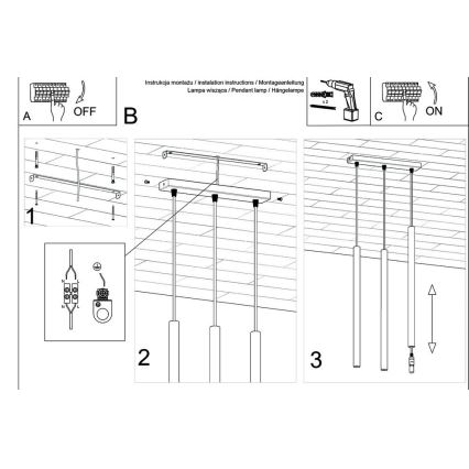 Lustra ar auklu PASTELO 3xG9/8W/230V melna