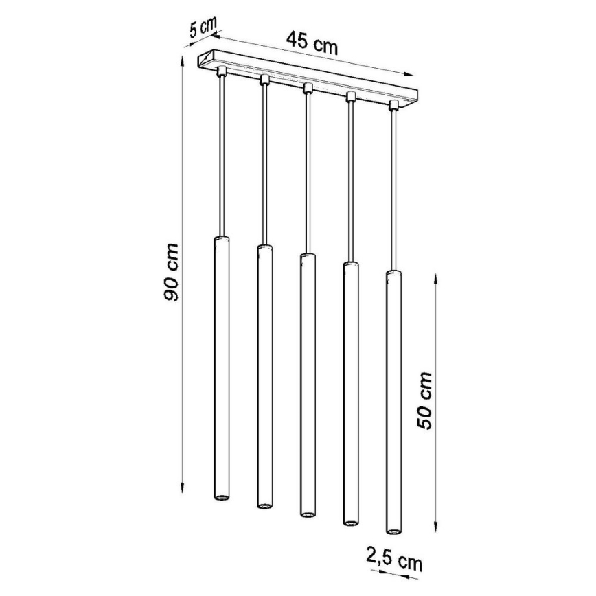 Lustra ar auklu PASTELO 5xG9/8W/230V melna